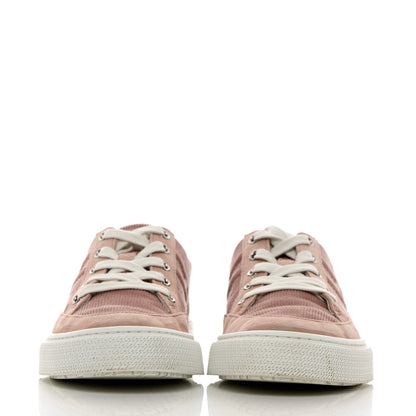 Hermes Fabric Ribbed Suede Goatskin Deep Sneakers 37 Beige Crin 2 of 13