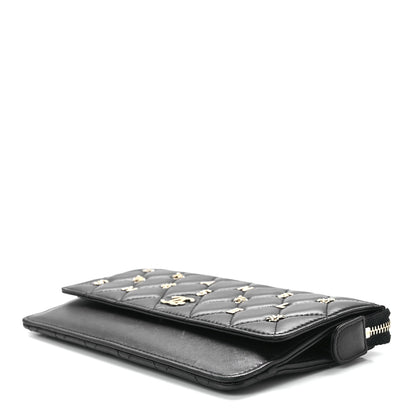 Chanel Lambskin Quilted All About Chanel Charm Wristlet Wallet Black 10 of 13