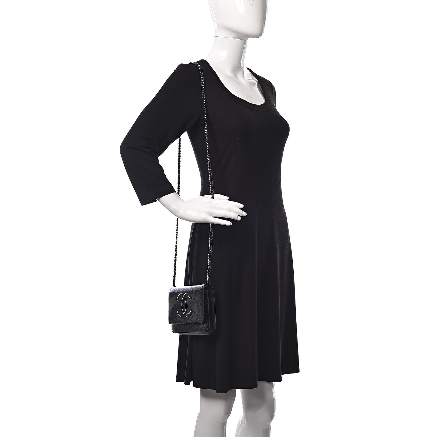 Patent Caviar Timeless CC Wallet on Chain WOC Black