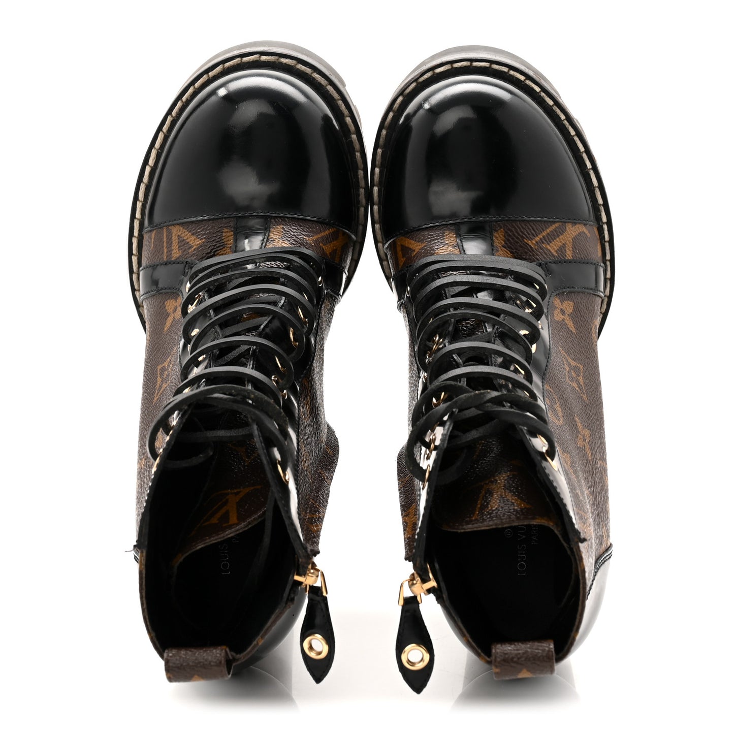 Patent Calfskin Monogram Star Trail Ankle Boots 37.5 Black