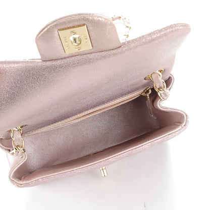 Chanel Metallic Goatskin Quilted Mini Square Flap Pink 6 of 8