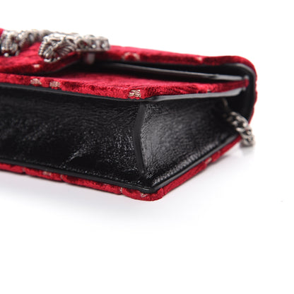 Gucci Velvet GG Monogram Super Mini Dionysus Shoulder Bag Red Cipria Black 8 of 9