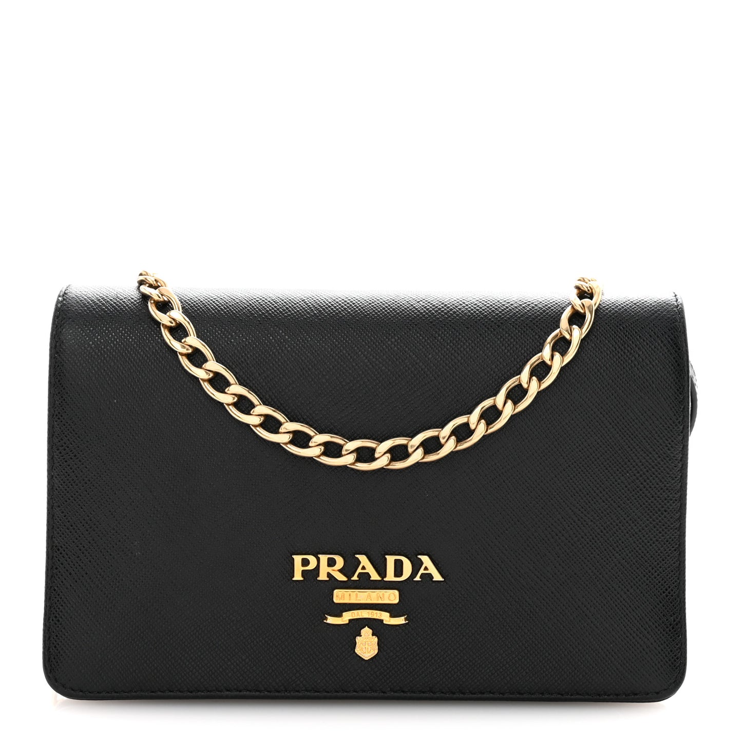 Saffiano Lux Chain Wallet Black