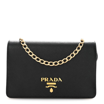 Prada Saffiano Lux Chain Wallet Black 1 of 11