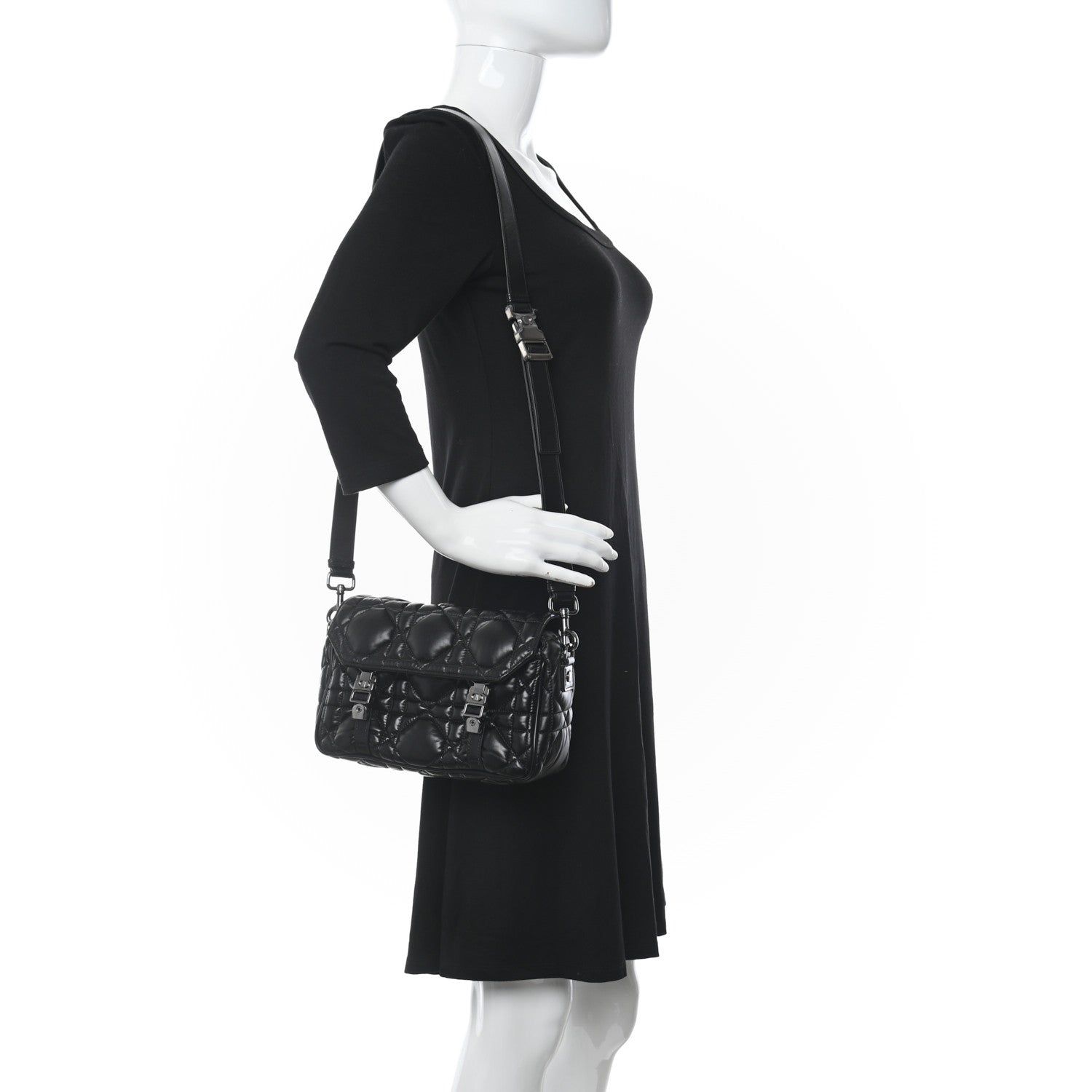 Christian Dior Calfskin Macrocannage Small Diorcamp Messenger Black 2 of 8