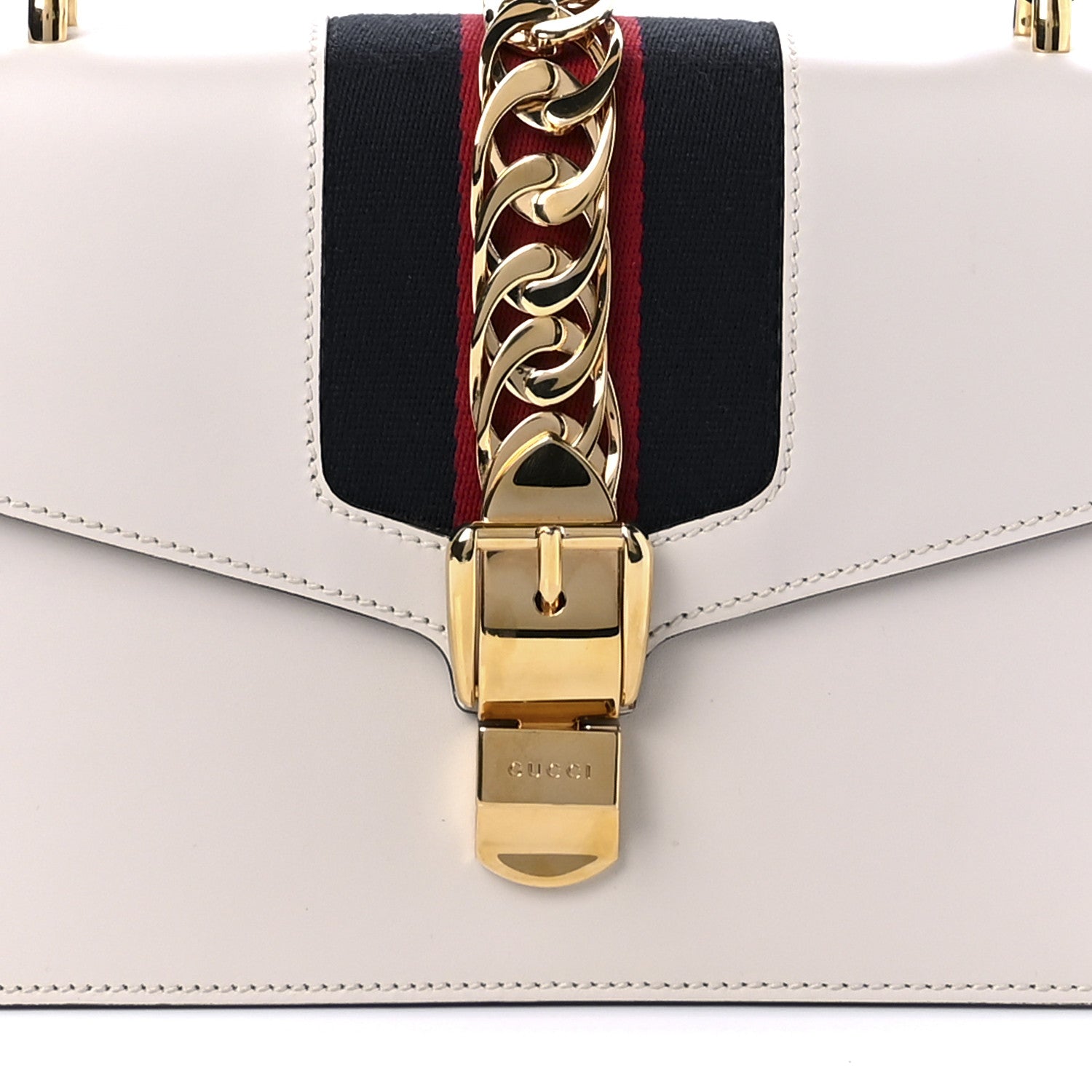 Gucci Calfskin Small Sylvie Shoulder Bag Off White 9 of 10