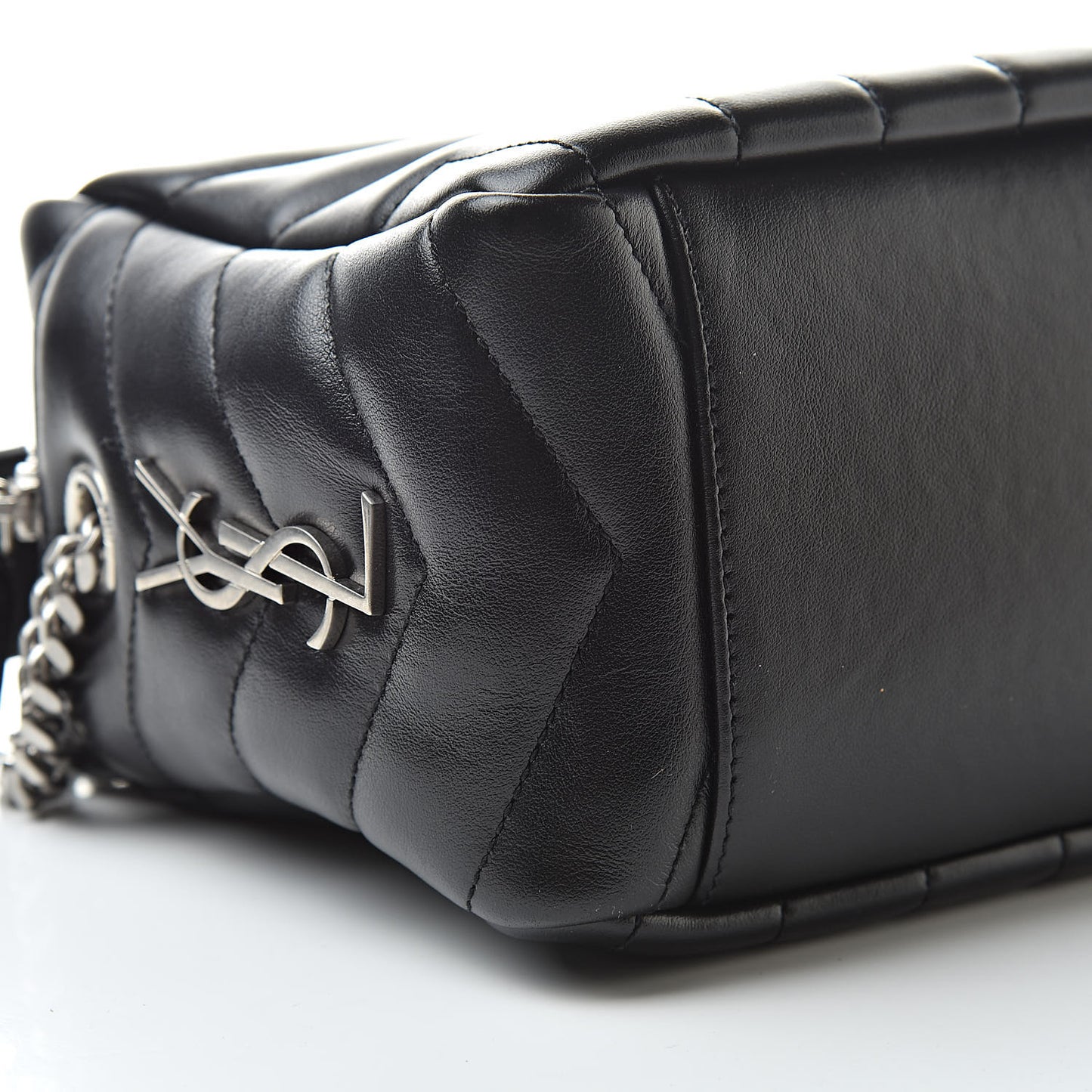 Calfskin Y Quilted Monogram Small Loulou Bowling Bag Black