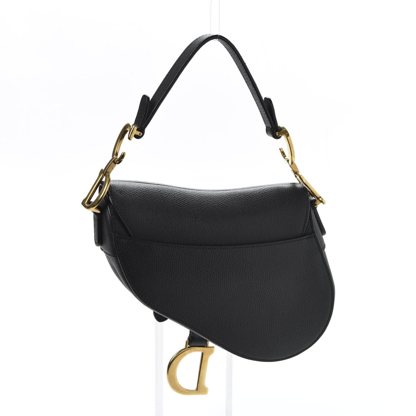 Grained Calfskin Mini Saddle Bag Black