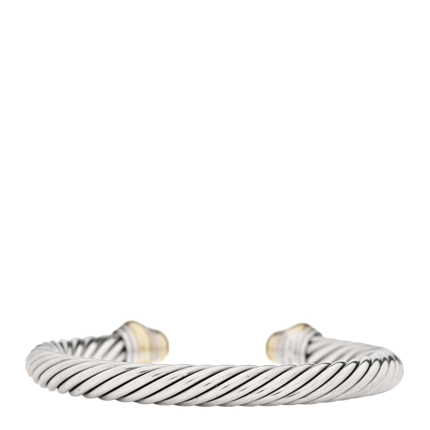 Sterling Silver 14K Yellow Gold 7mm Cable Classics Dome Bracelet