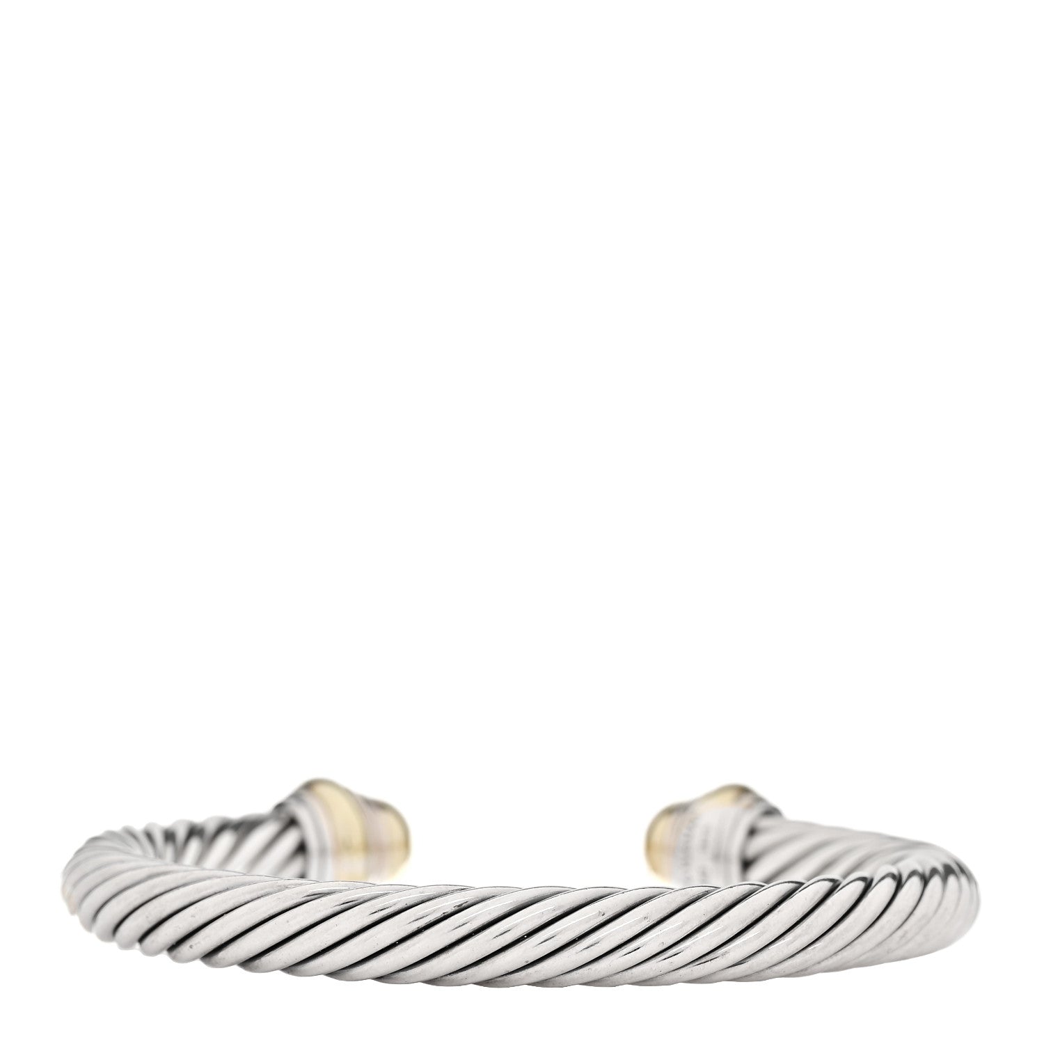 David Yurman Sterling Silver 14K Yellow Gold 7mm Cable Classics Dome Bracelet 3 of 4
