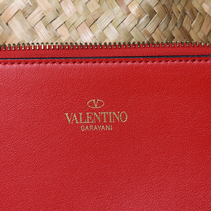 Valentino Garavani Raffia Medium Vlogo Escape Shopper Natural Black Rouge 7 of 22