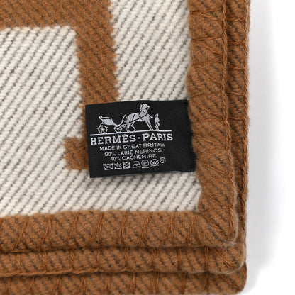 Hermes Wool Cashmere New Classic Avalon Blanket Ecru Camel 3 of 3