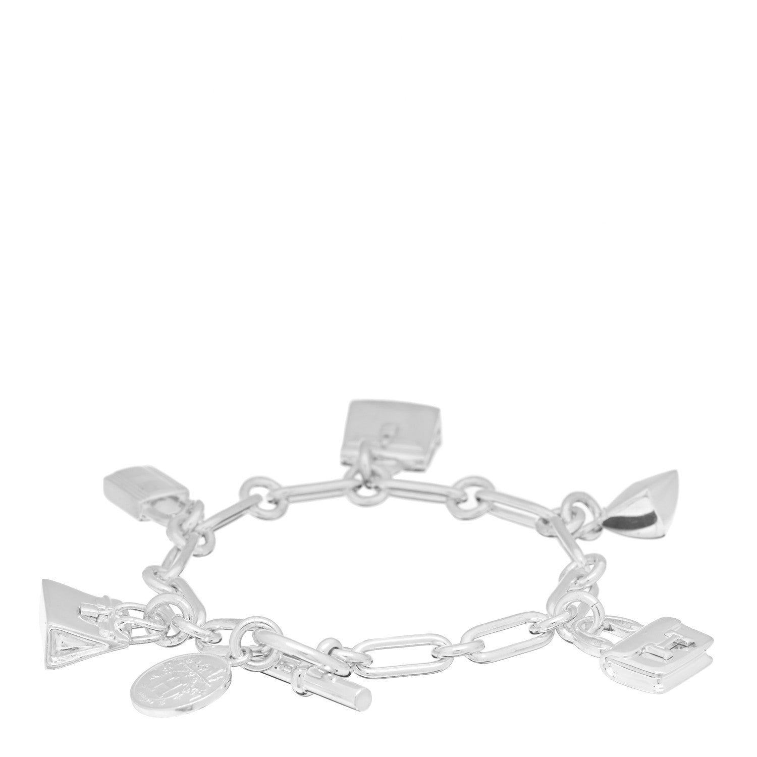 Hermes Sterling Silver Five Bags Amulette Charm Bracelet SH 2 of 5