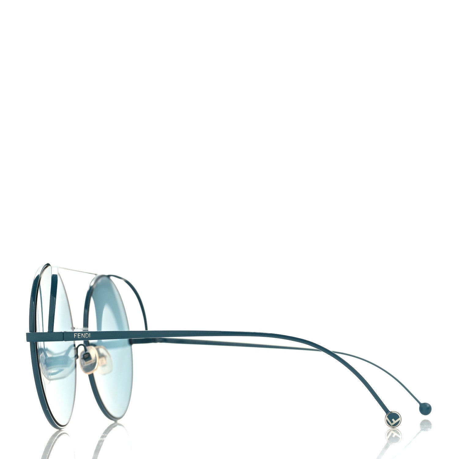 Fendi Metal F is Fendi Printed Run Away Round Frame Sunglasses FF 0285/S Blue 3 of 7