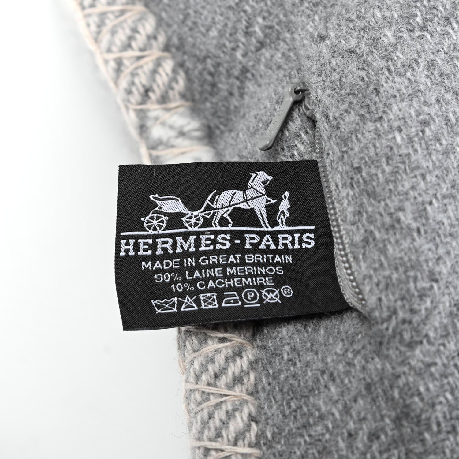 Hermes Wool Cashmere Avalon Paper Block Pillow Gris Acier 3 of 3