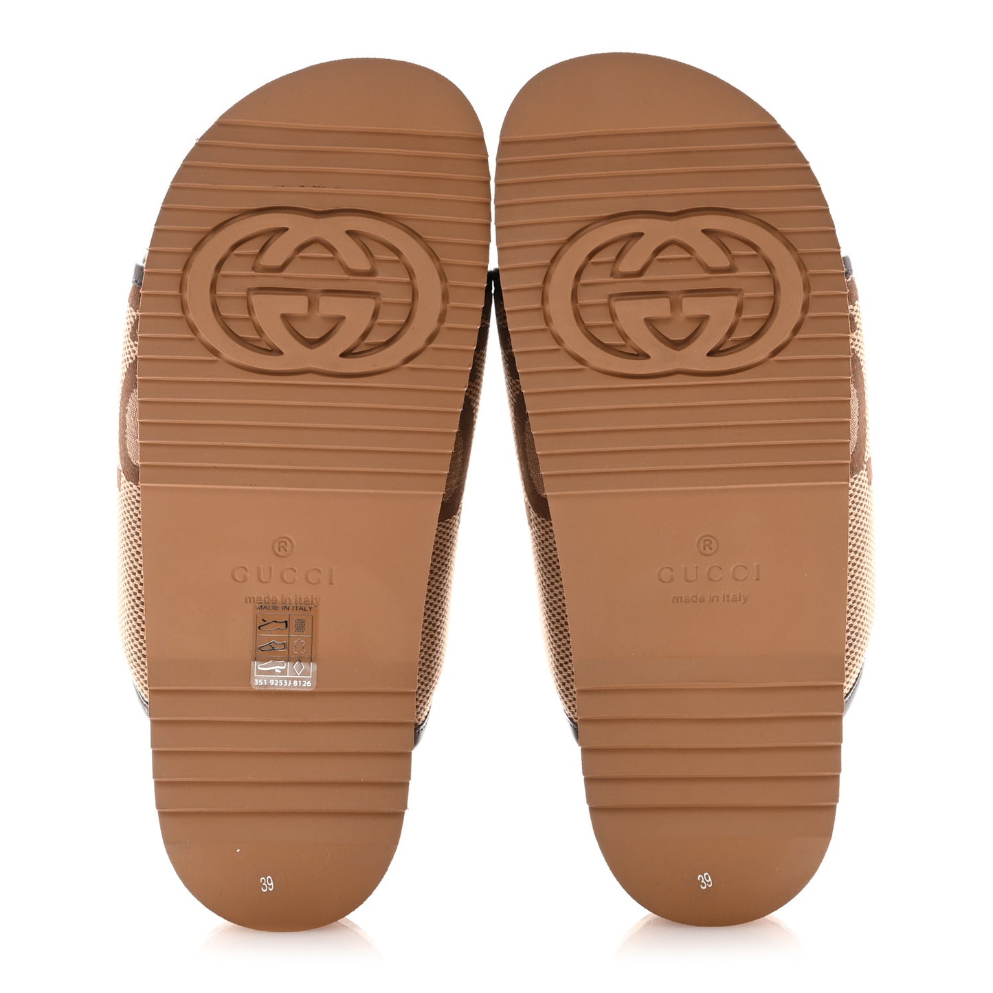 Monogram Jumbo GG Nappa Samoa Platform 40mm Slide Sandals 39 Camel Ebony New Acero