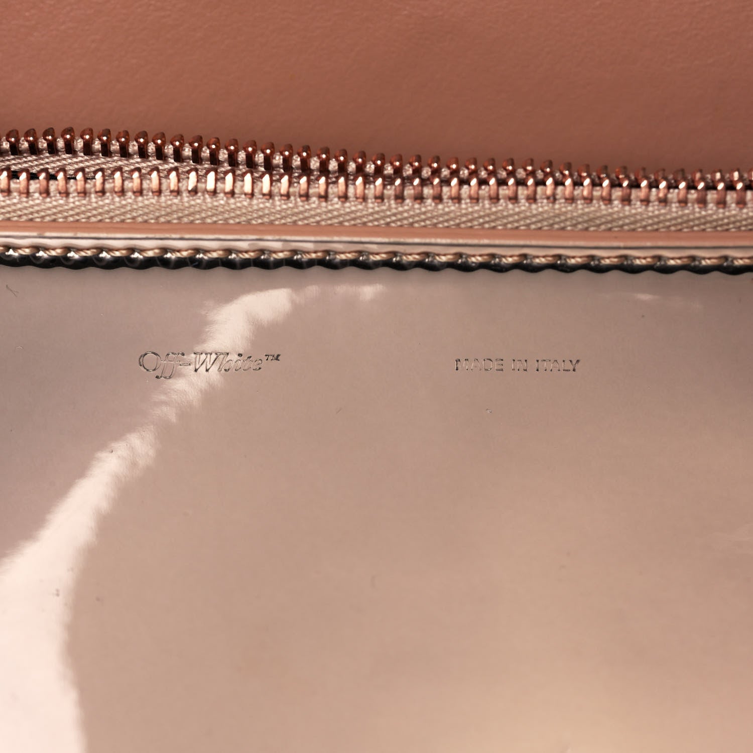 Off-White Patent Mirror Binder Clip Bag Rose Gold 6 of 17