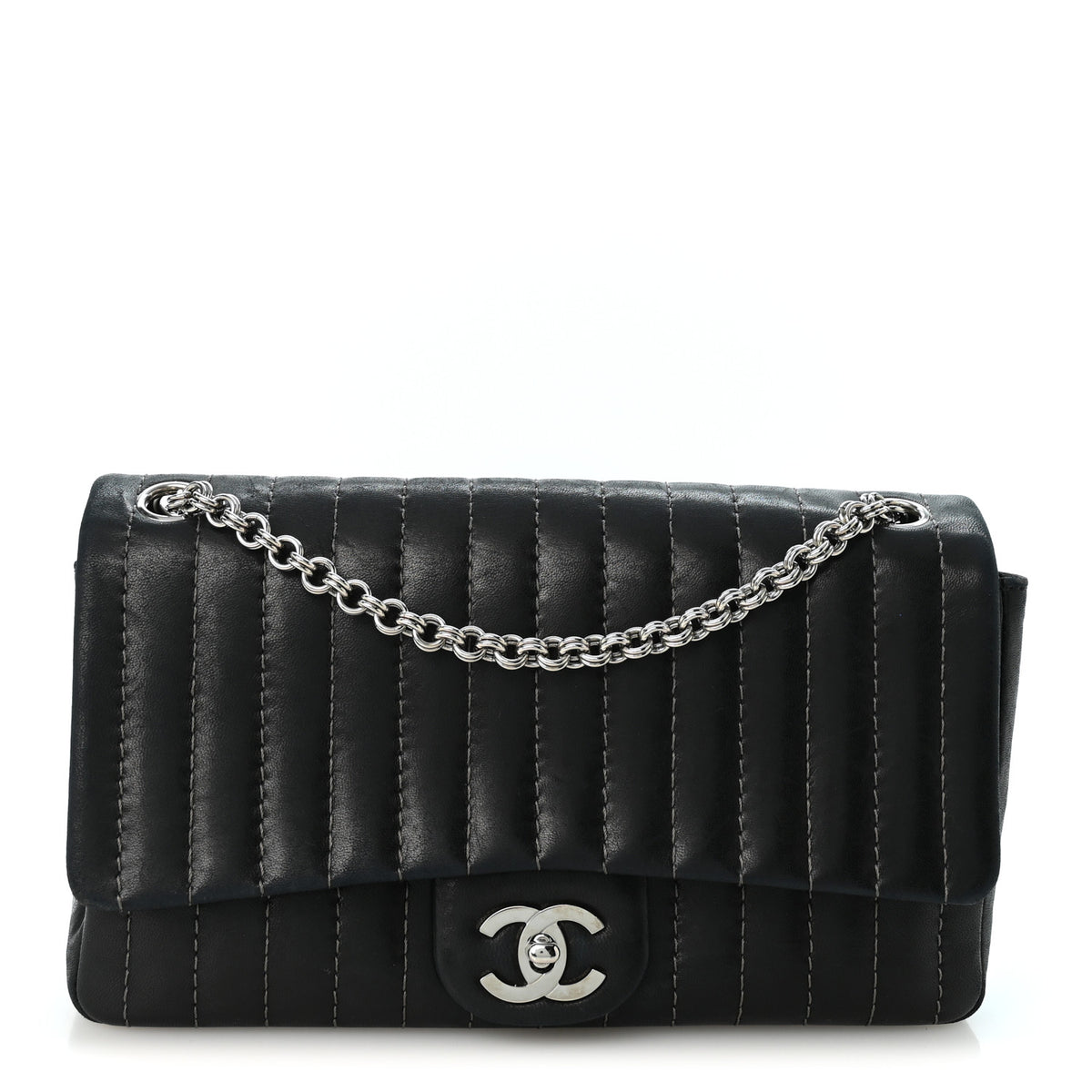 Chanel Lambskin Vertical Quilted Medium Single Flap Black 1 of 10