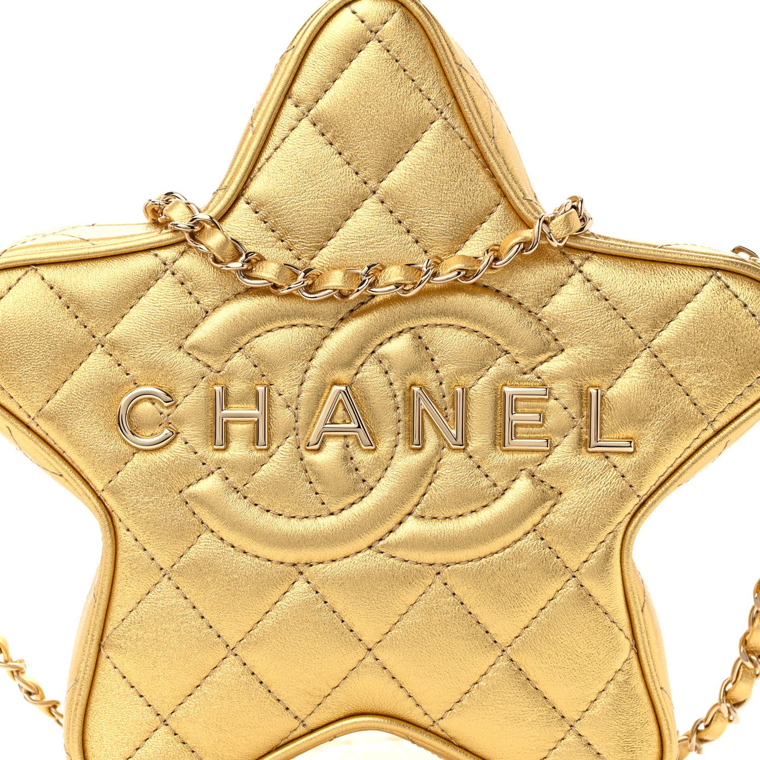 Chanel Metallic Lambskin Quilted Walk Of Fame Star Bag Gold 8 of 11
