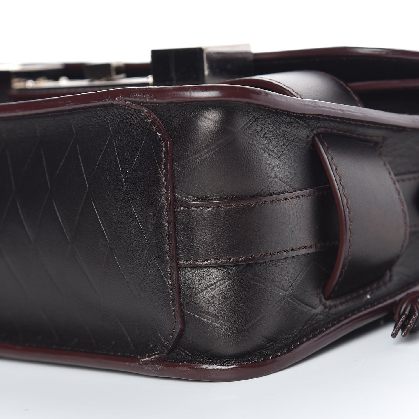 Diamond Calfskin Embossed Mini PS11 Classic Shoulder Bag Dark Brown