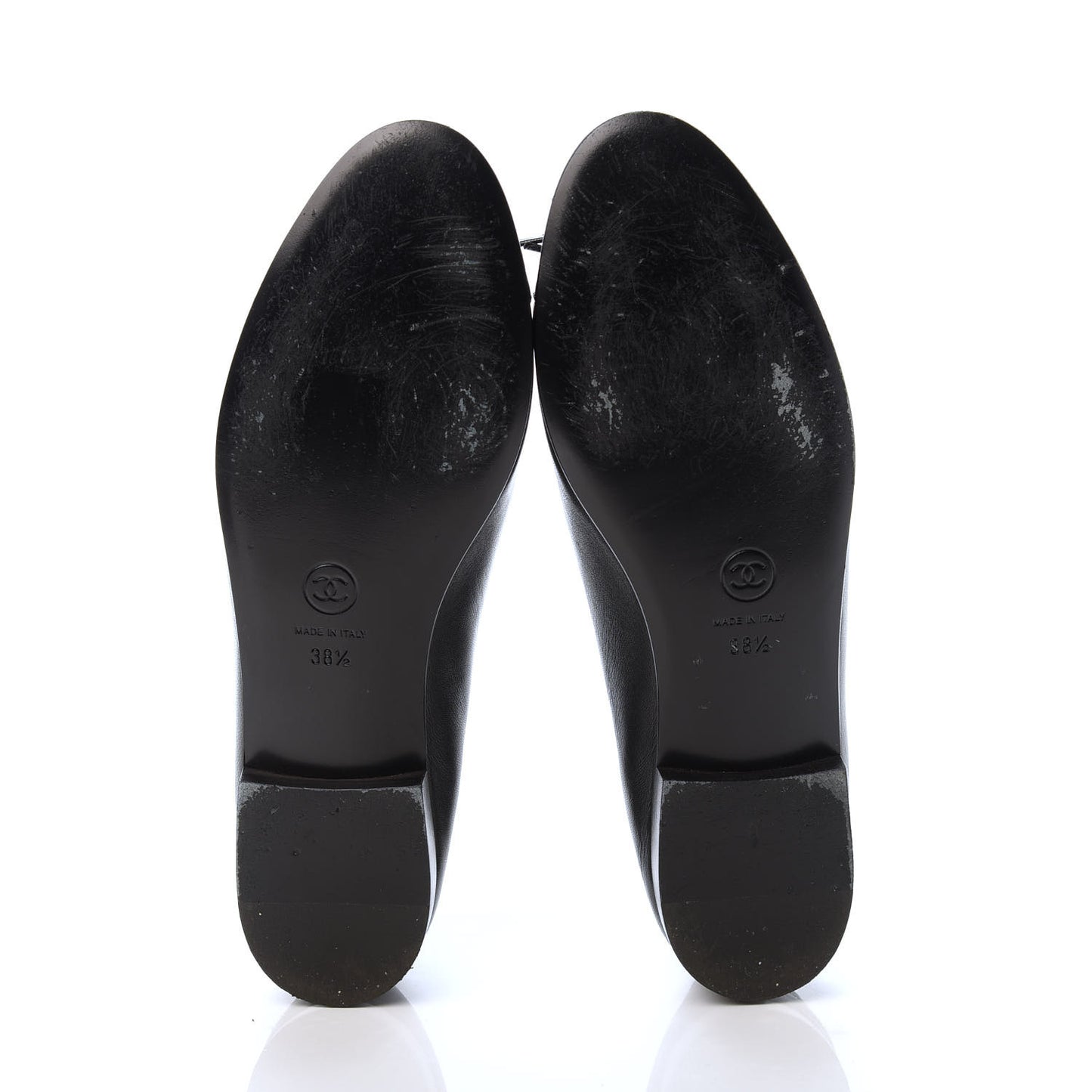 Lambskin Patent Calfskin CC Cap Toe Ballerina Flats 38.5 Black