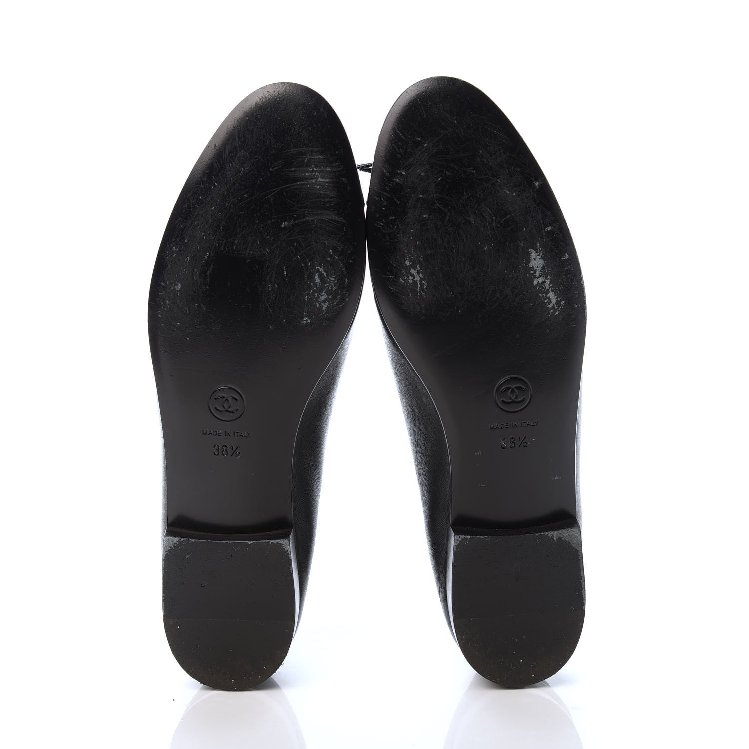 Chanel Lambskin Patent Calfskin CC Cap Toe Ballerina Flats 38.5 Black 5 of 9