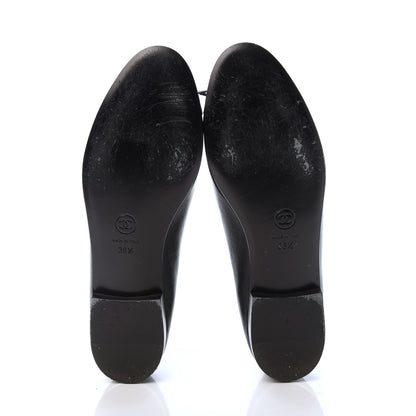 Chanel Lambskin Patent Calfskin CC Cap Toe Ballerina Flats 38.5 Black 5 of 9
