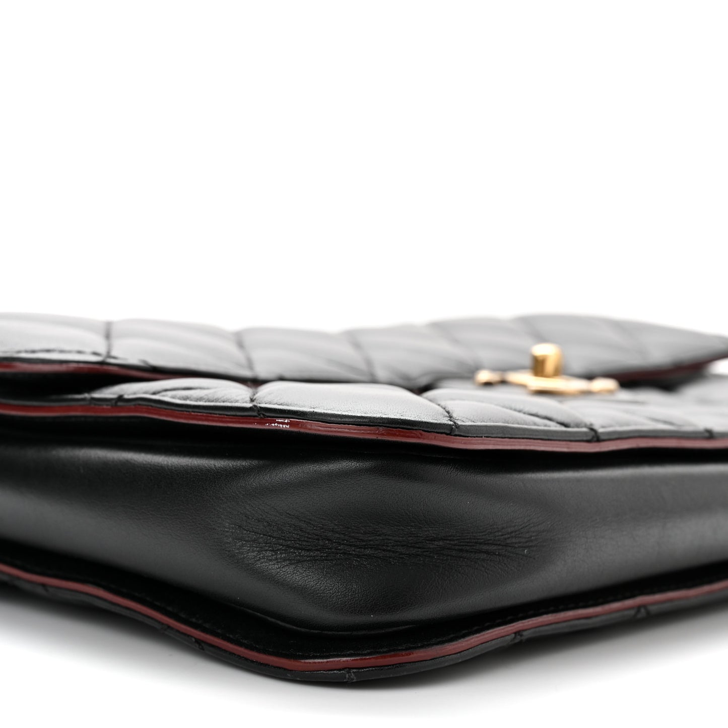 Calfskin Quilted Large Perfect Edge Flap Black