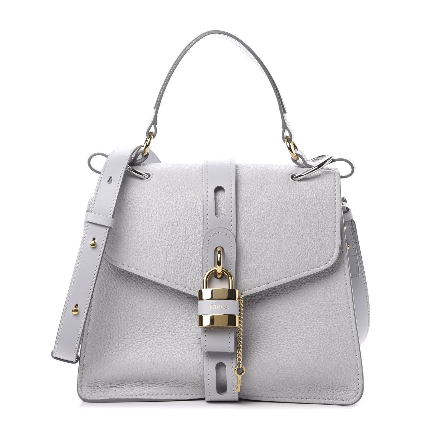 Chloe Shiny Grained Calfskin Medium Aby Day Shoulder Bag Airy Grey 1 of 11