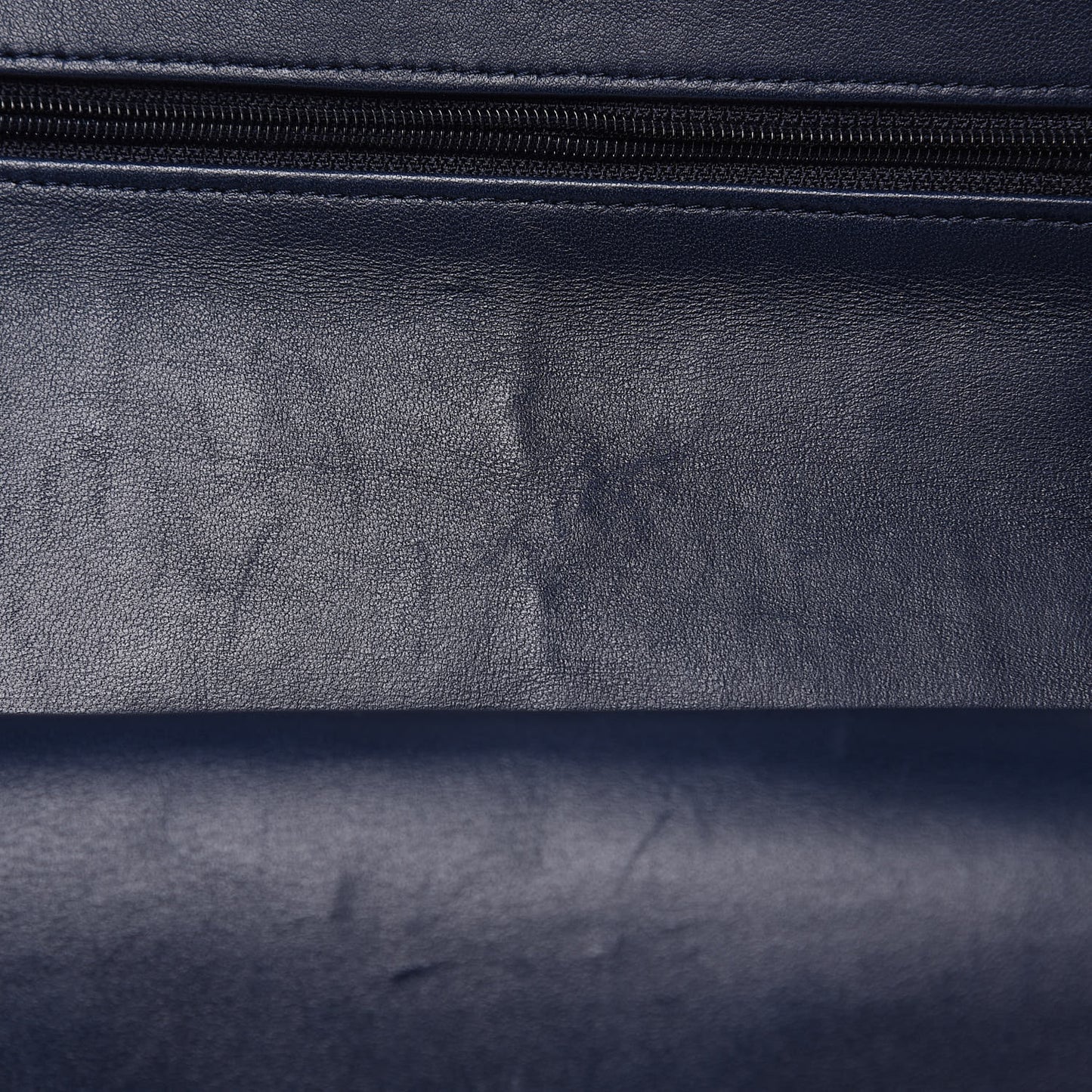 Patent Quilted Medium Double Flap Navy Blue