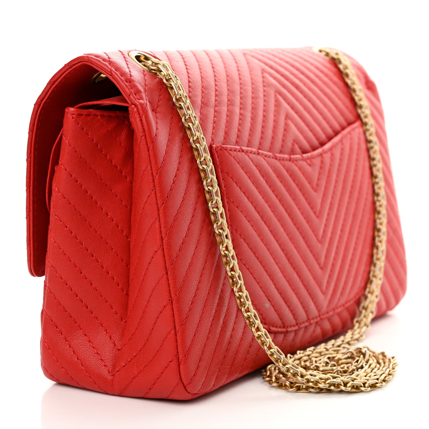 Chanel Sheepskin Chevron Quilted 2.55 Reissue 226 Flap Red 3 of 14