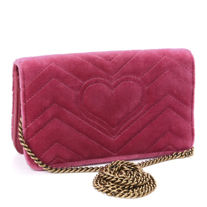 Gucci Velvet Matelasse Love Embroidered GG Marmont Mini Bag Light Raspberry Rose 3 of 11