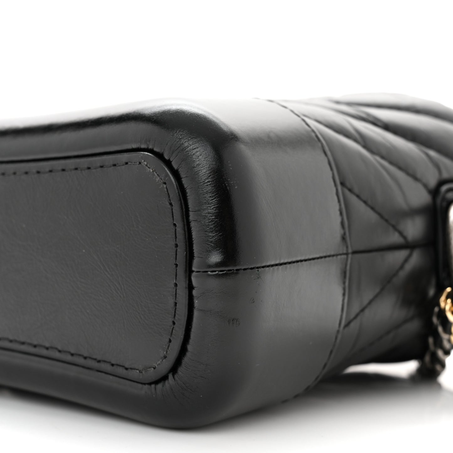Aged Calfskin Chevron Quilted Small Gabrielle Hobo Black