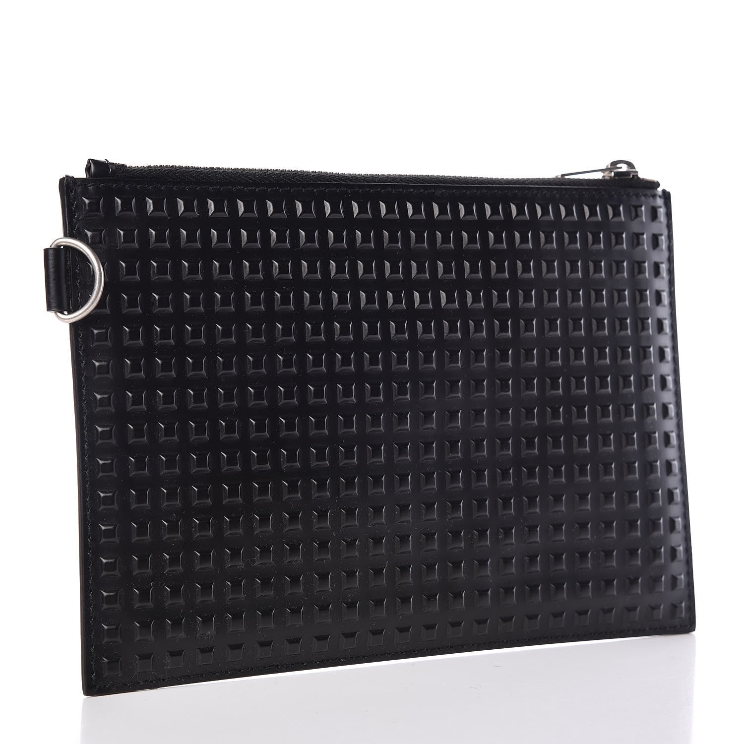 Balenciaga Calfskin Grid Embossed Pouch Black 3 of 9