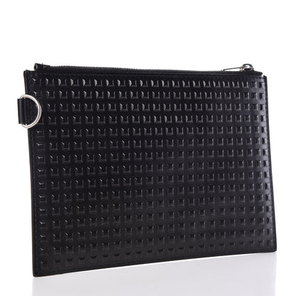 Balenciaga Calfskin Grid Embossed Pouch Black 3 of 9