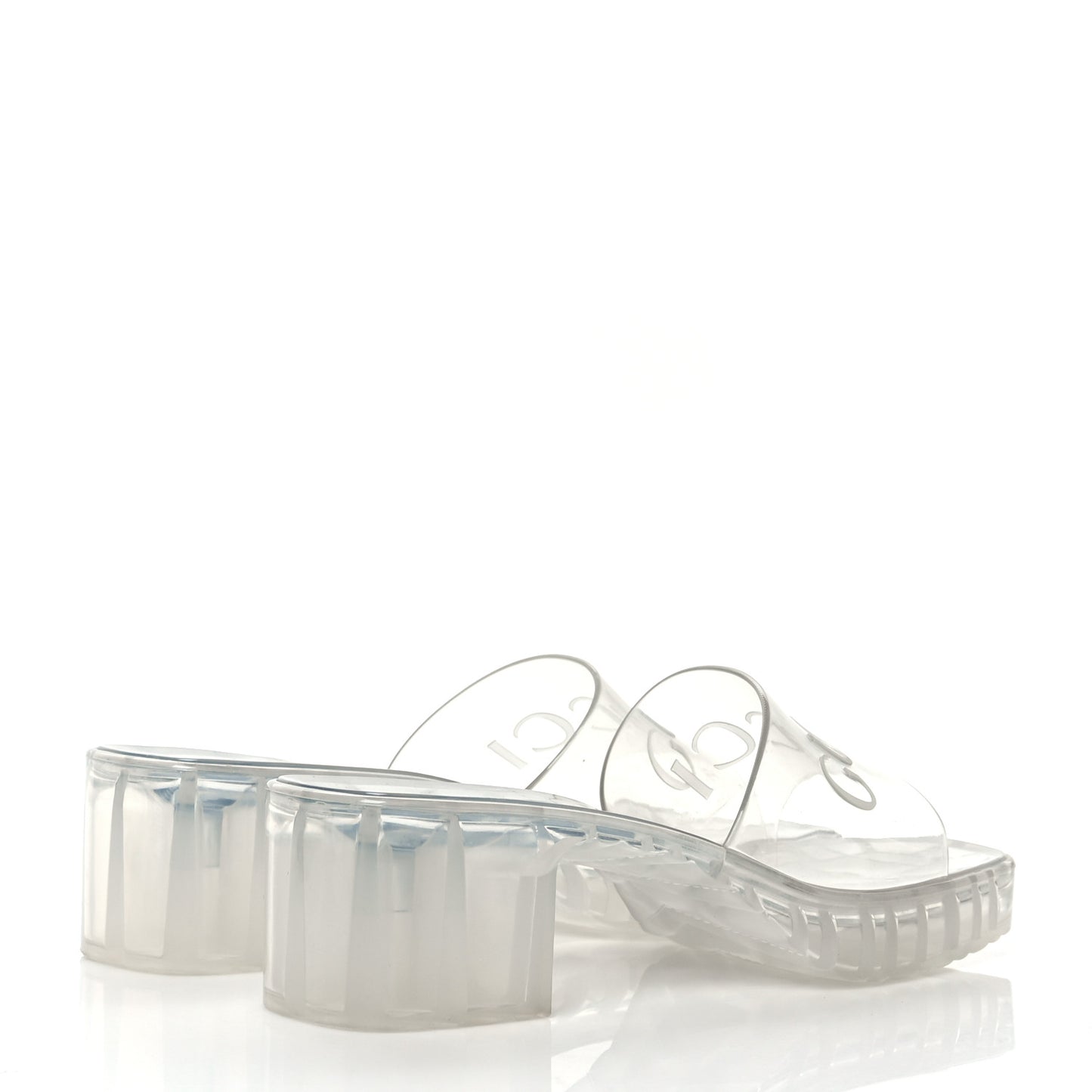 Rubber Gucci Logo Womens Platform 20/60mm Slide Sandals 39.5 Transparent