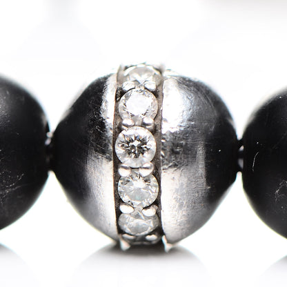 David Yurman Sterling Silver Diamond Black Onyx 8mm Spiritual Beads Bracelet 4 of 5