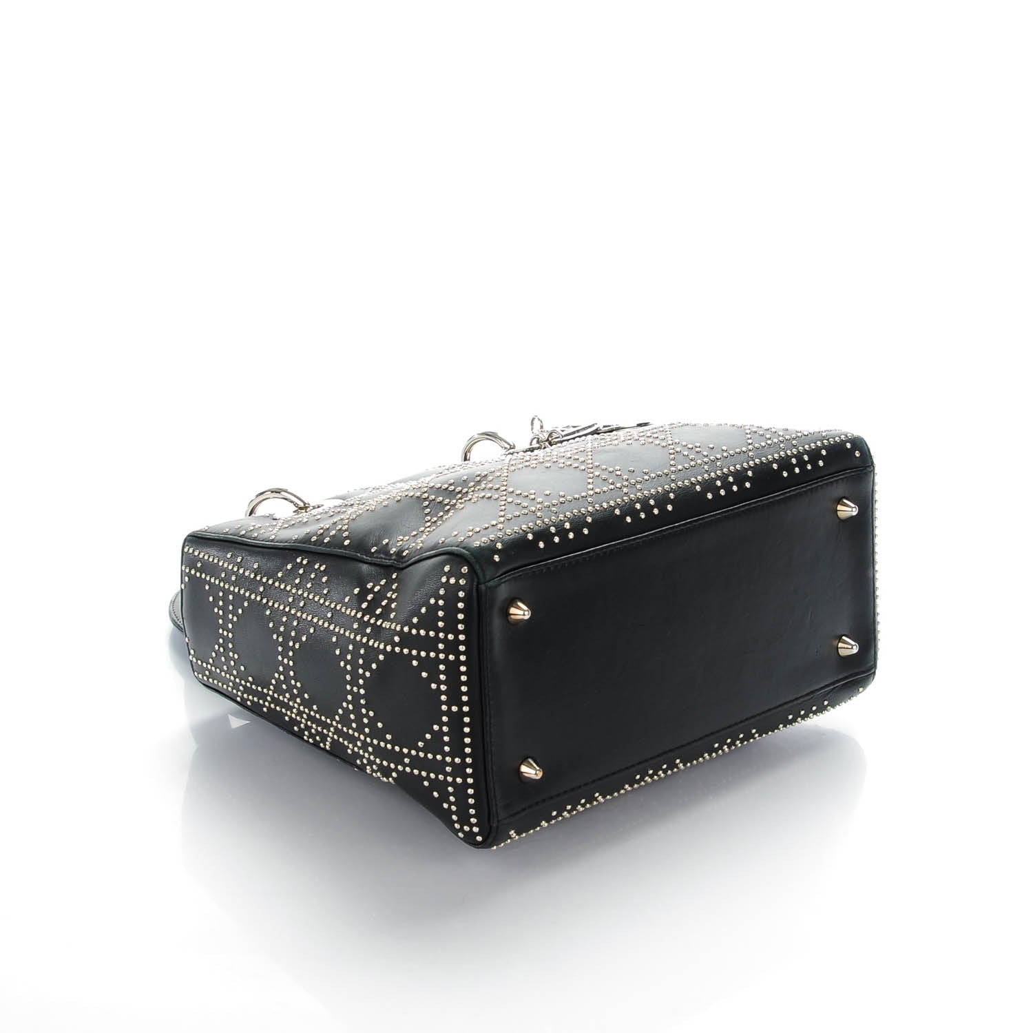 Christian Dior Lambskin Studded Cannage Medium Lady Dior Black 4 of 8