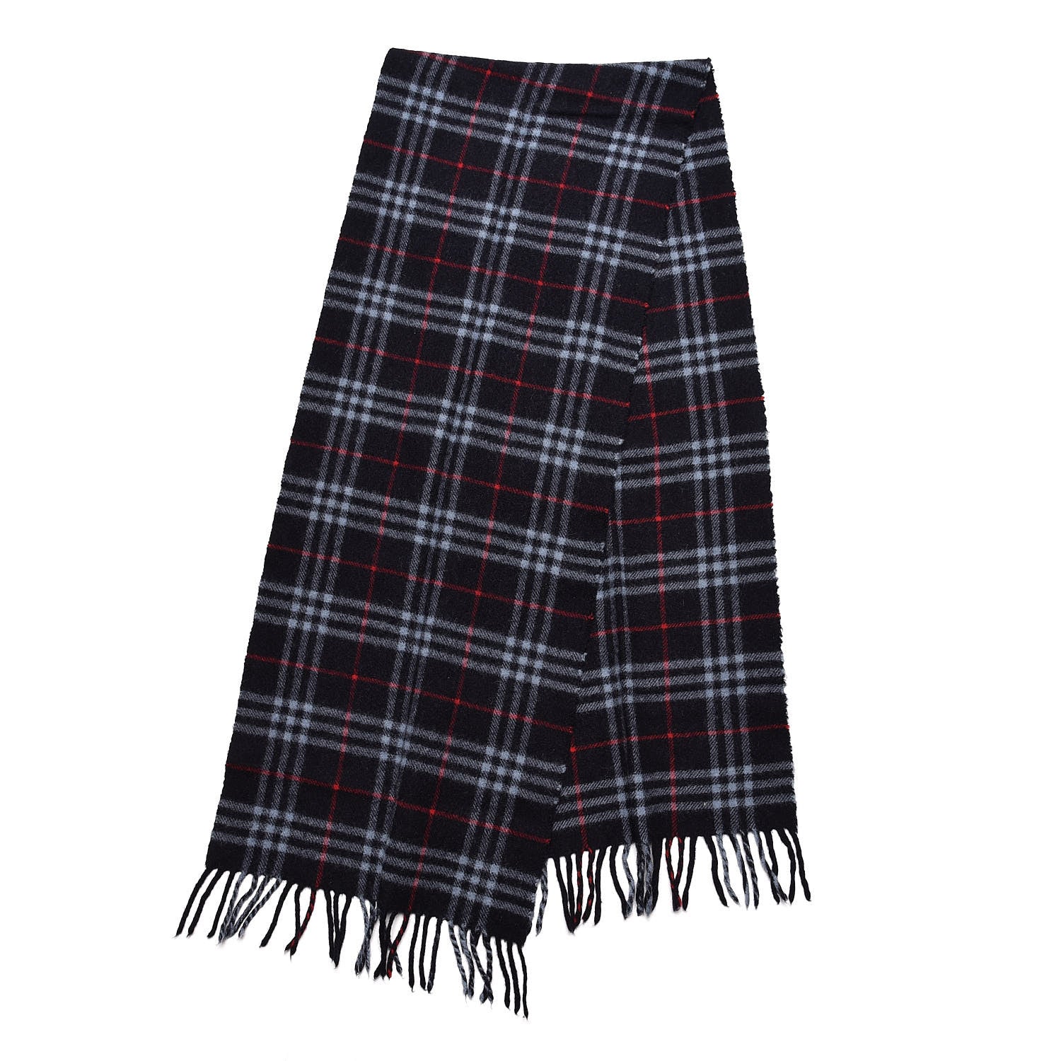 Burberry Lambswool Check Fringe Scarf Navy 3 of 4