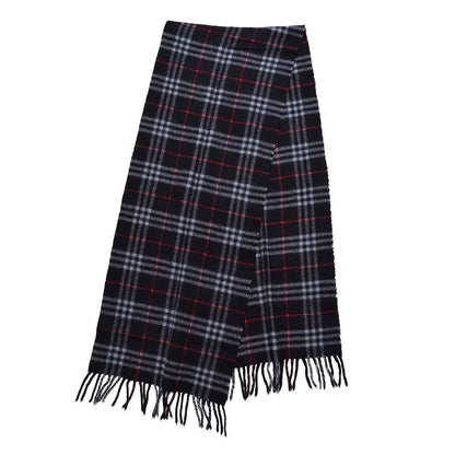 Burberry Lambswool Check Fringe Scarf Navy 3 of 4
