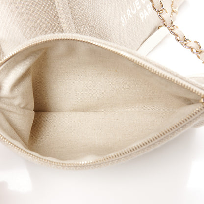 Chanel Mixed Fibers Calfskin Small Deauville Tote Beige White 6 of 13