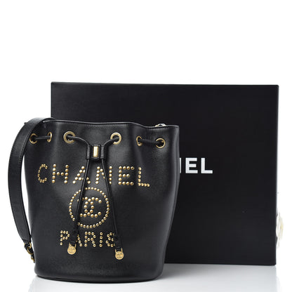 Chanel Caviar Deauville Drawstring Bucket Bag Black 12 of 12