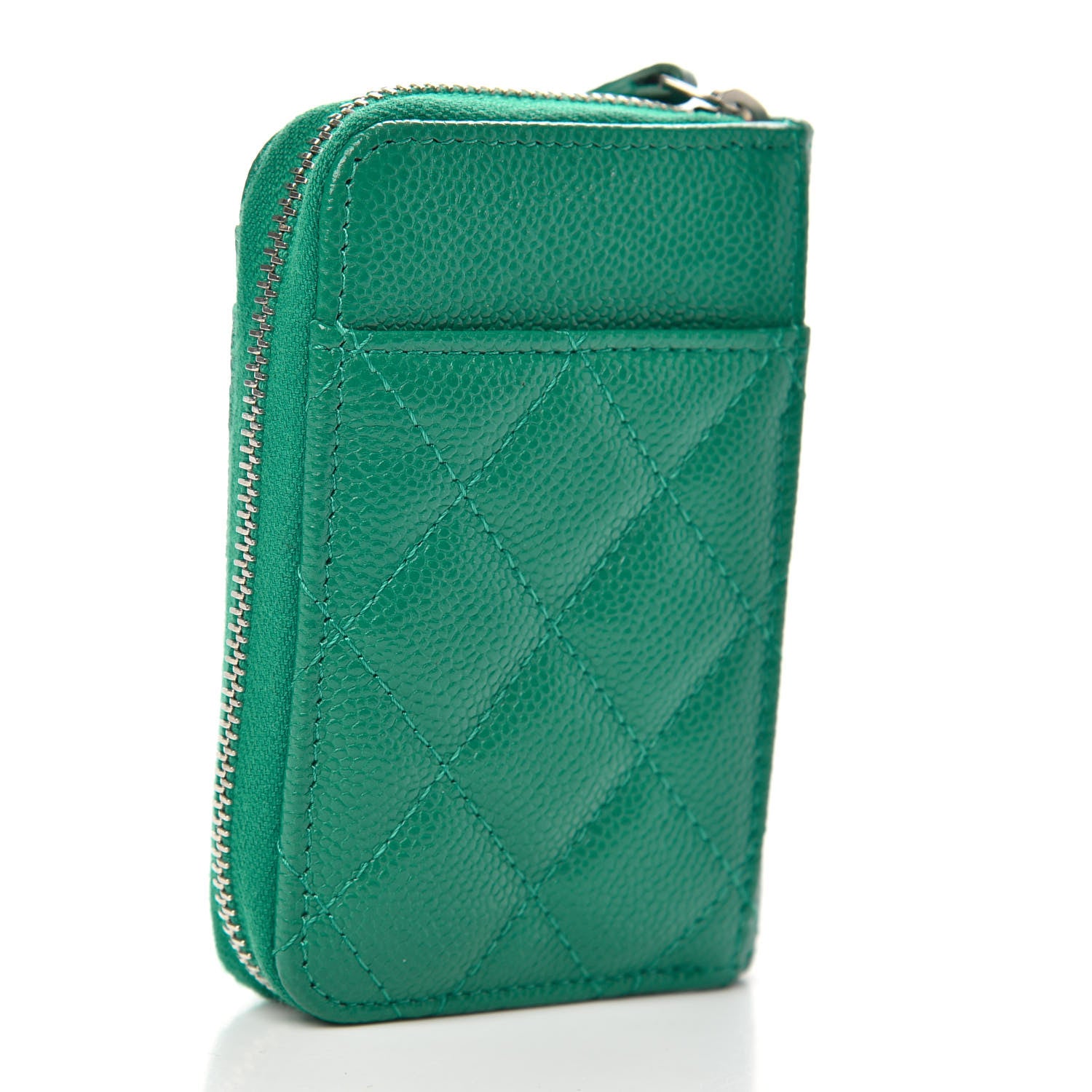 Chanel Caviar Quilted Zip Card Holder Green 2 of 7