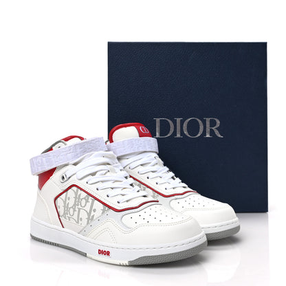 Christian Dior Smooth Calfskin Oblique Galaxy Perforated Mens B27 Mid Top Sneakers 41 White Red 8 of 8