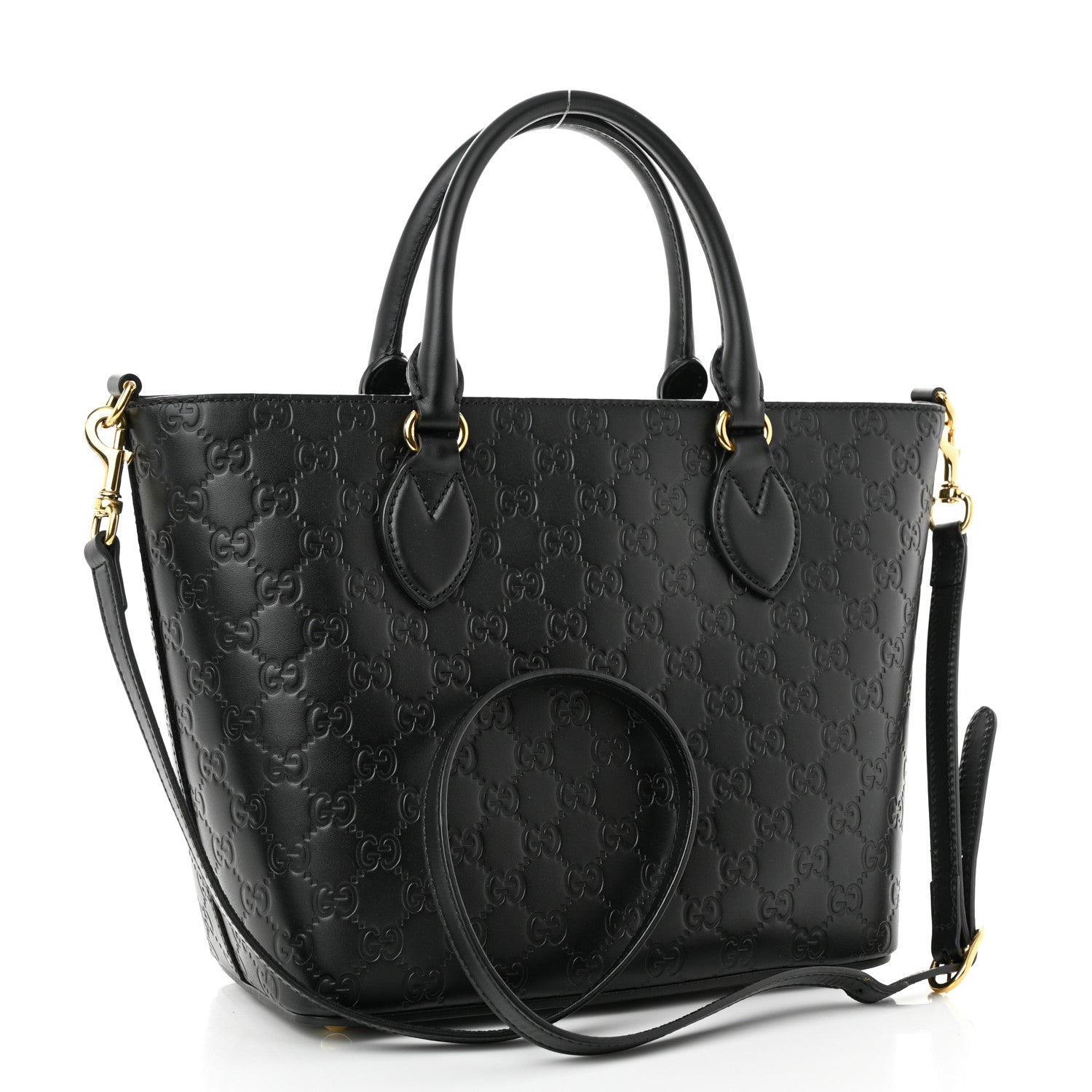 Gucci Guccissima Small Zippered Bucket Tote Black 3 of 11