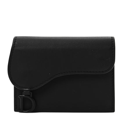 Christian Dior Ultra Matte Calfskin Saddle 5-Gusset Card Holder Black 1 of 6