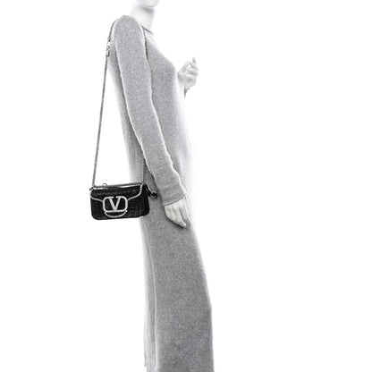 Valentino Garavani Swarovski Crystal Embroidered Vlogo Small Loco Shoulder Bag Crystal Black 2 of 9