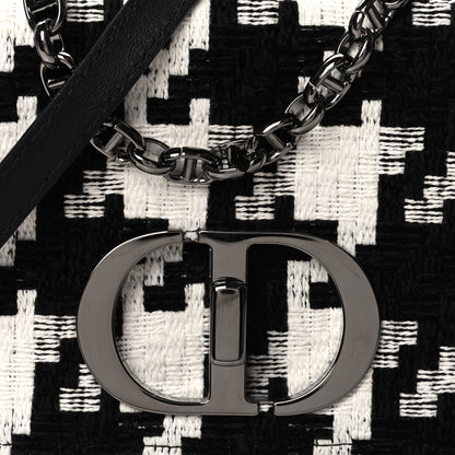 Christian Dior Tweed Macro Houndstooth Small Caro Bag Black White 8 of 11