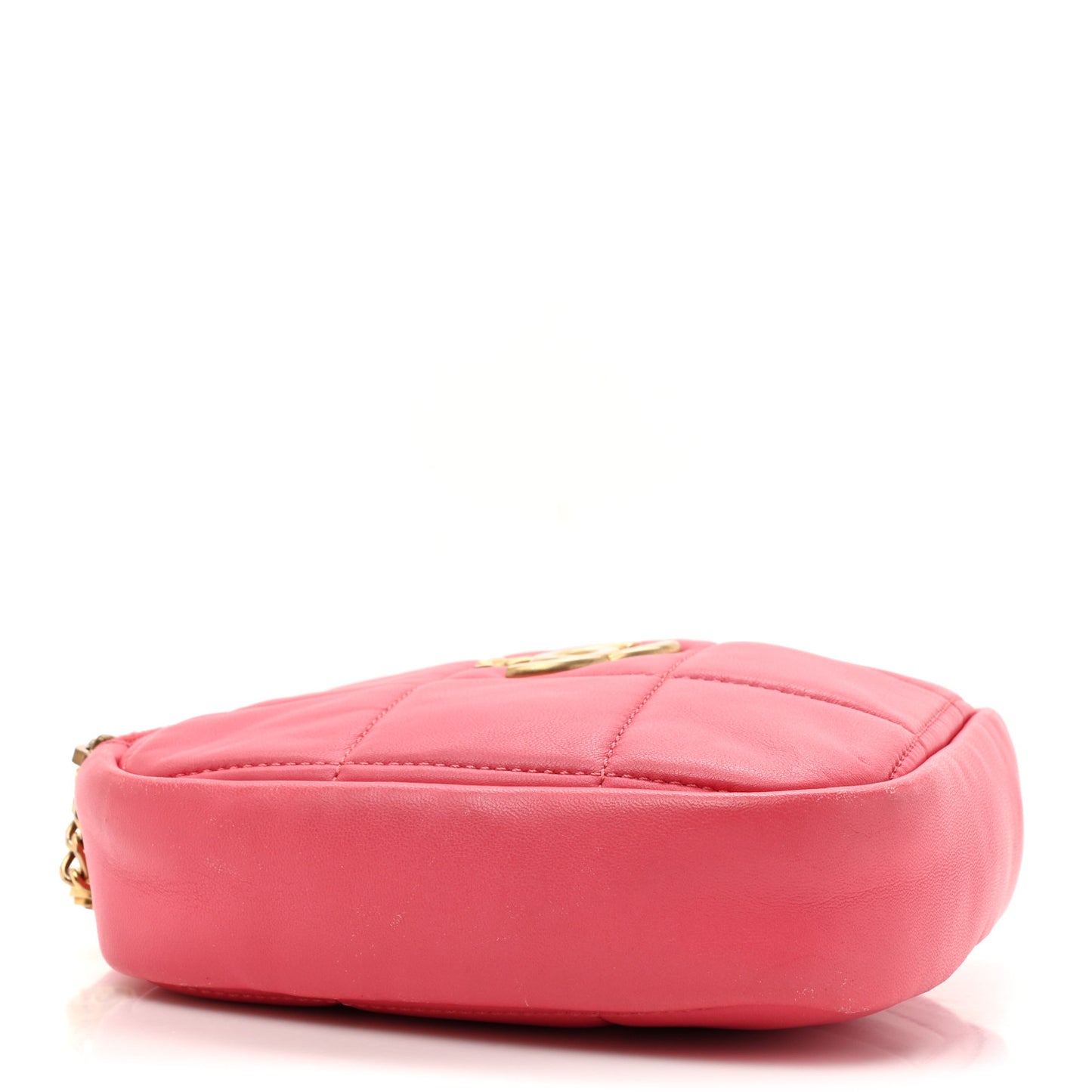 Lambskin Quilted Diamond Clutch With Chain Pink