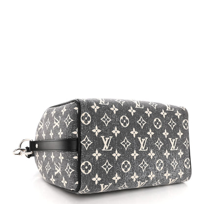 Louis Vuitton Denim Monogram Jacquard Speedy Bandouliere 25 Black 4 of 10